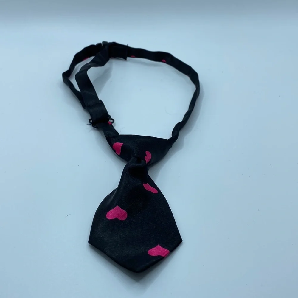 Black With Pink Hearts Dog Tie